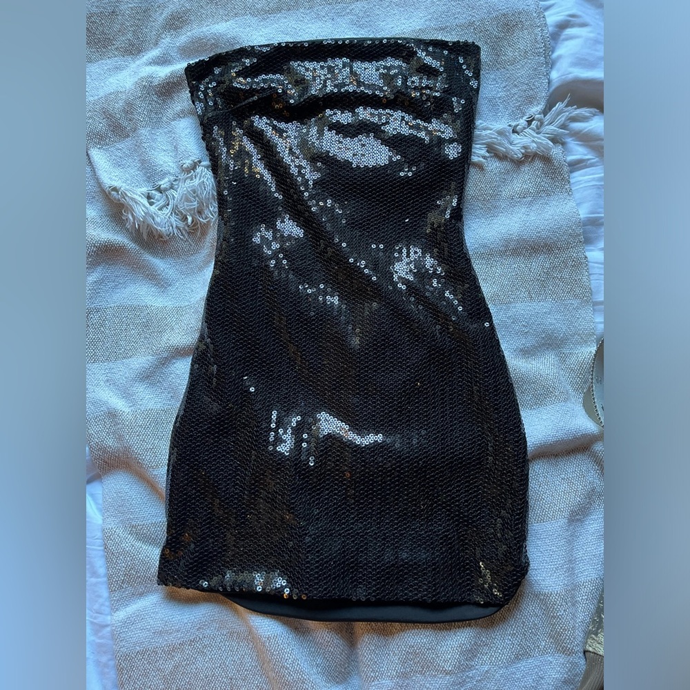 Black Sparkle, Strapless Dress